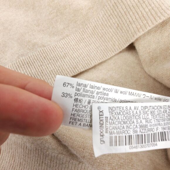 ZARA MAN Wool Crew Neck Pullover Sweater Beige Old Money Quiet Luxury Minimal XL - Picture 6 of 7